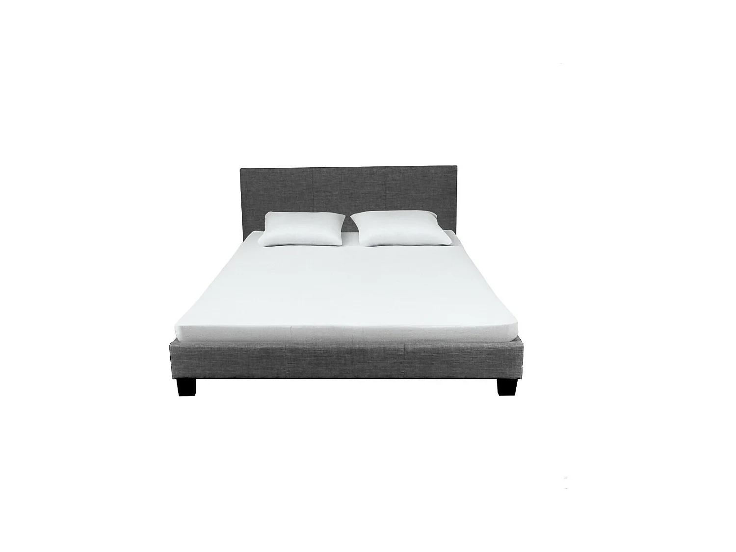 Lit 2 places 160x200cm Tissu Gris foncé avec sommier DUSIN