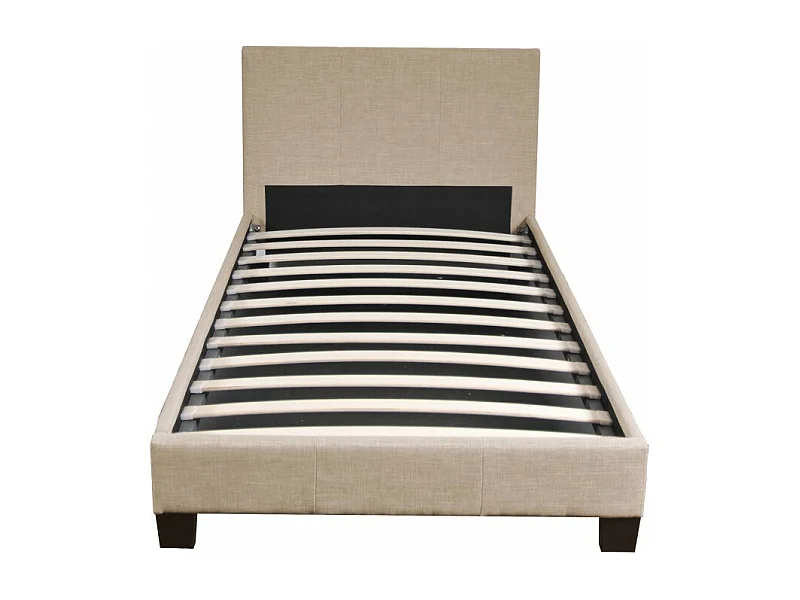 Lit 1 place 90x190cm Tissu Beige avec sommier DUSIN