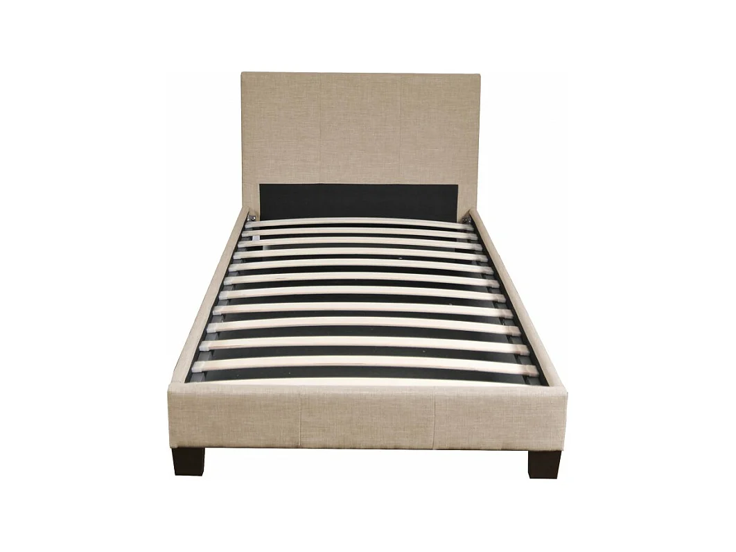 Lit 1 place 90x190cm Tissu Beige avec sommier DUSIN