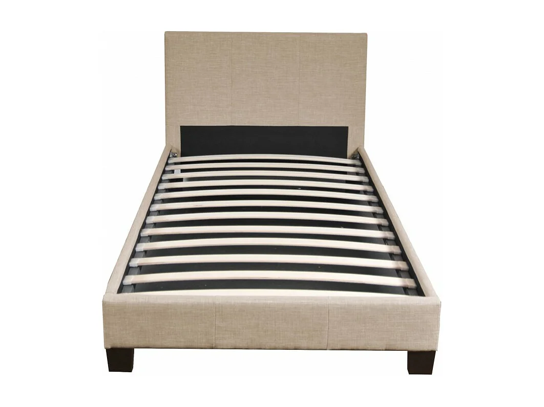 Lit 1 place 90x190cm Tissu Beige avec sommier DUSIN