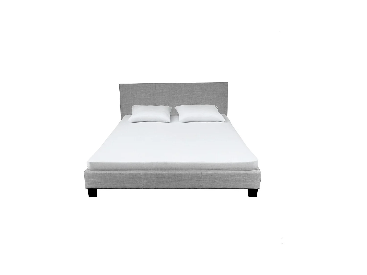 Lit 2 places 160x200cm Tissu Gris clair avec sommier DUSIN