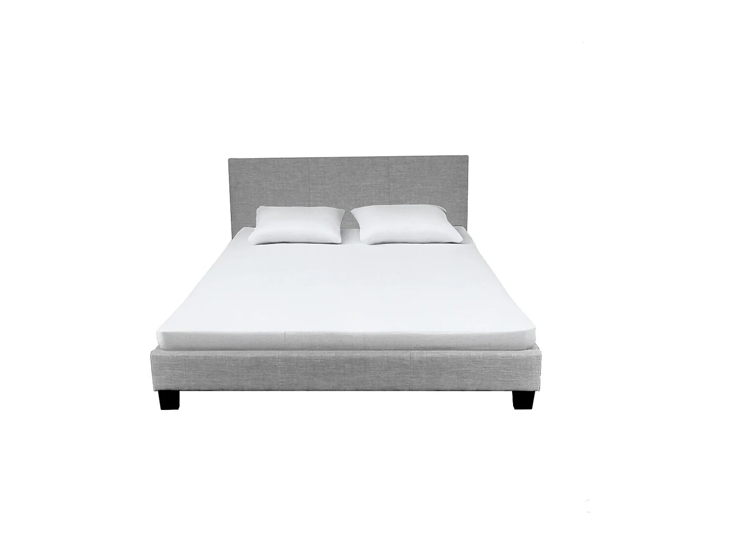 Lit 2 places 160x200cm Tissu Gris clair avec sommier DUSIN