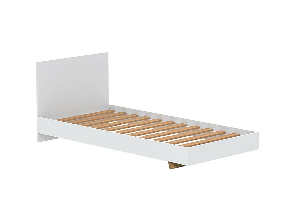 Lit simple 1 place 90x190cm Blanc avec sommier LIFA