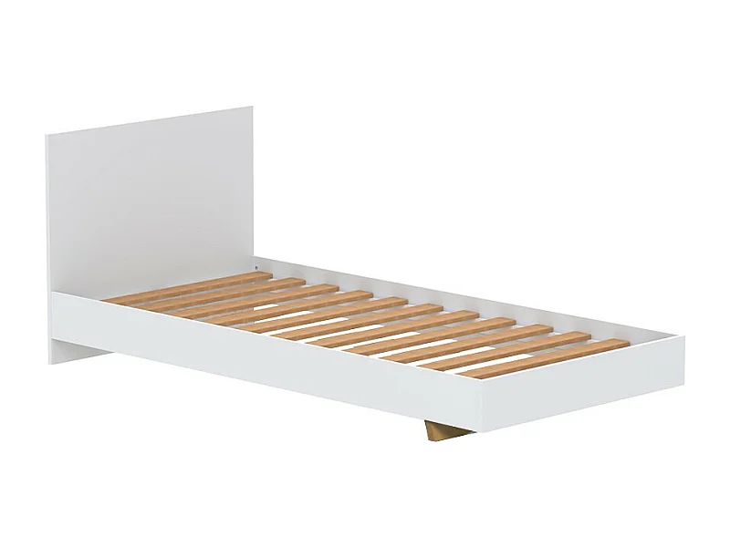 Lit simple 1 place 90x190cm Blanc avec sommier LIFA