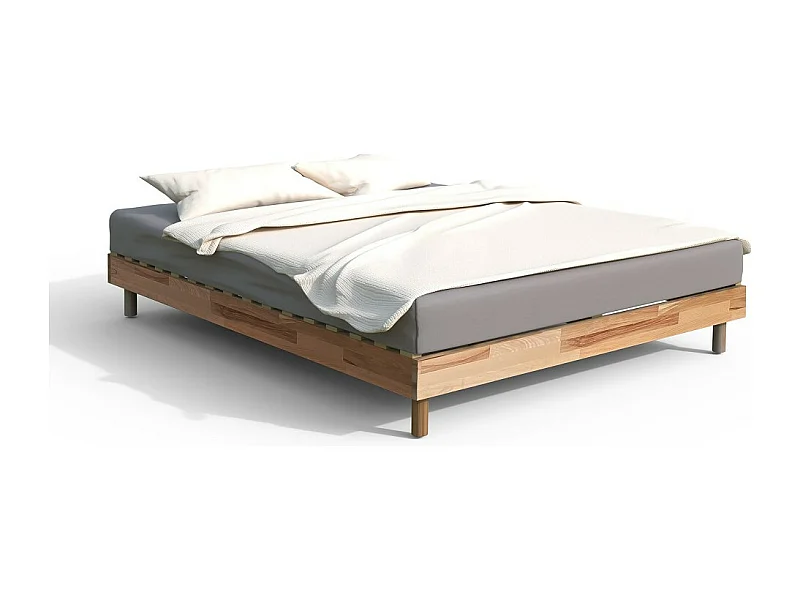 Lit 2 places 160x200cm Hêtre huilé POI inclus sommier