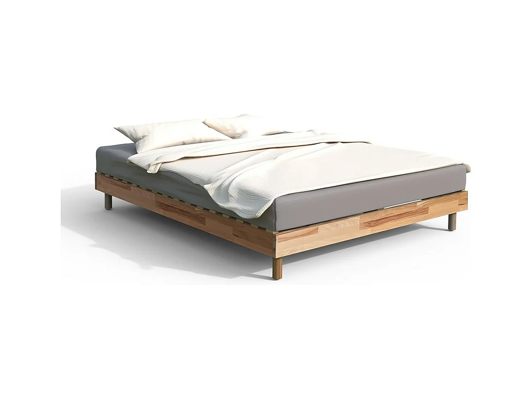 Lit 2 places 160x200cm Hêtre huilé POI inclus sommier