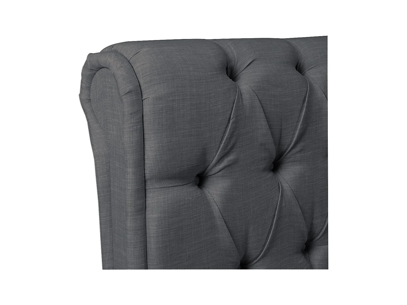 Lit 2 places 160x200cm CHALIN Gris foncé avec tête de lit inclus sommier et 4 tiroirs pour rangement