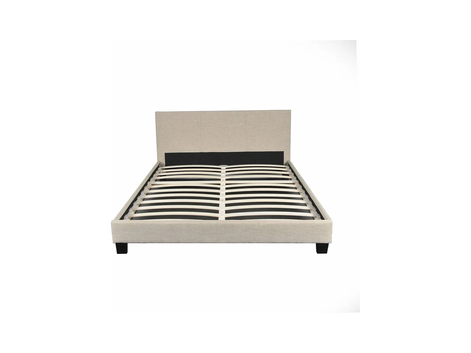 Lit 2 places 140x190cm Tissu Beige avec sommier DUSIN