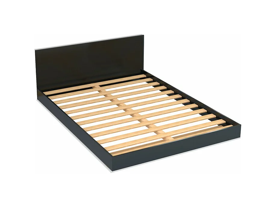 Lit 2 places 140x190cm Noir LIFA inclus sommier et tête de lit