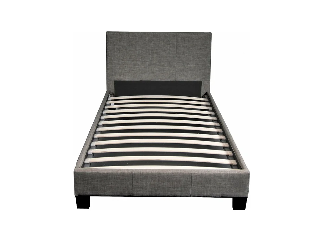 Lit 1 place 90x190cm Tissu Gris foncé avec sommier DUSIN