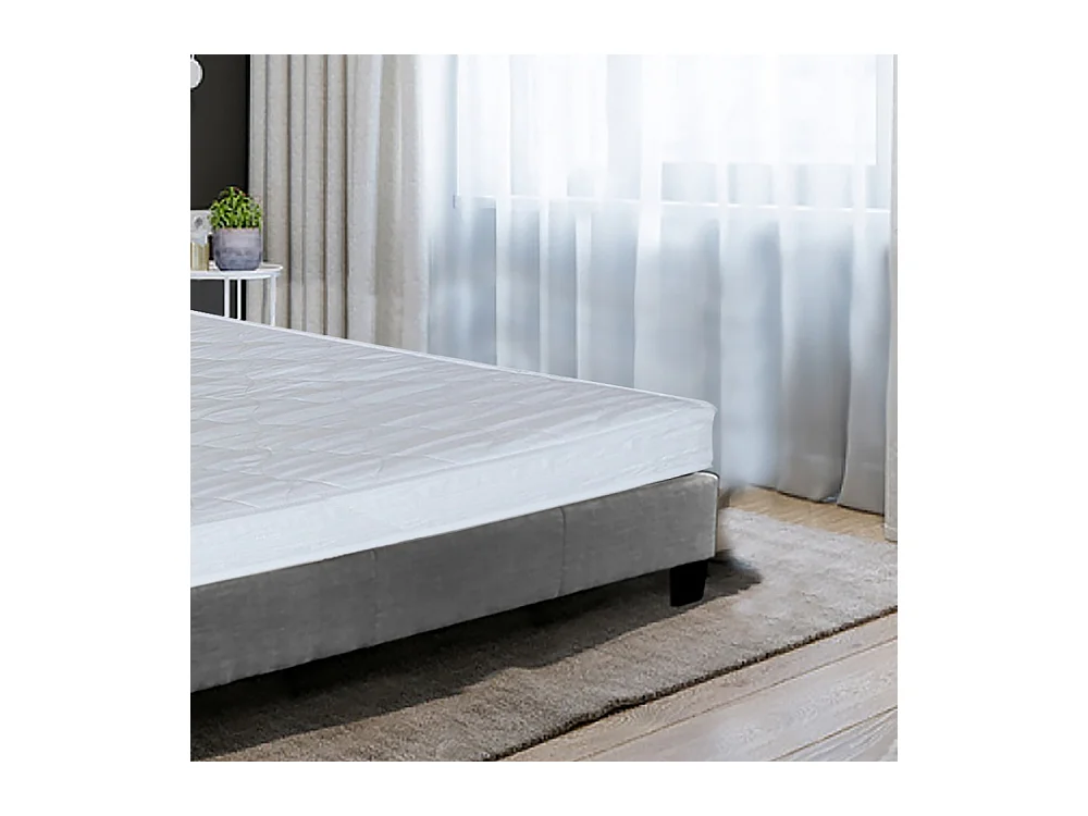 Lit 1 place 90x190cm Tissu Gris foncé avec sommier DUSIN