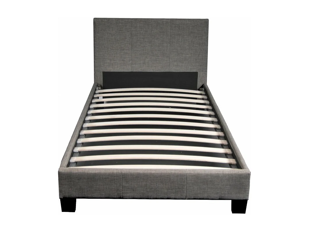 Lit 1 place 90x190cm Tissu Gris foncé avec sommier DUSIN