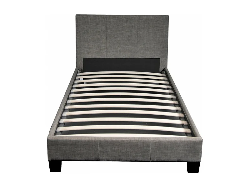 Lit 1 place 90x190cm Tissu Gris foncé avec sommier DUSIN