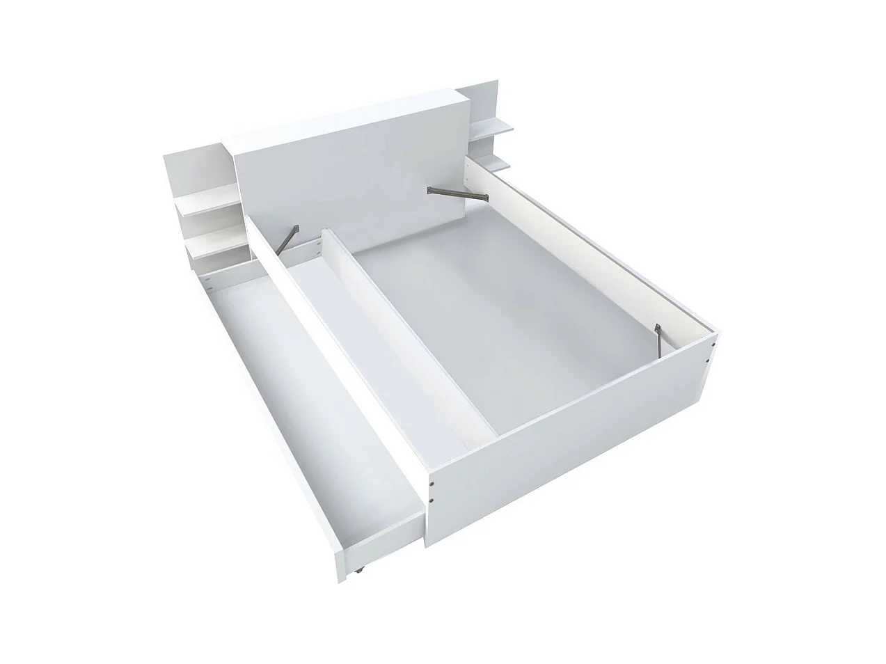 Lit 2 places 140x190cm Blanc CITA inclus sommier et tete de lit chevet et tiroir