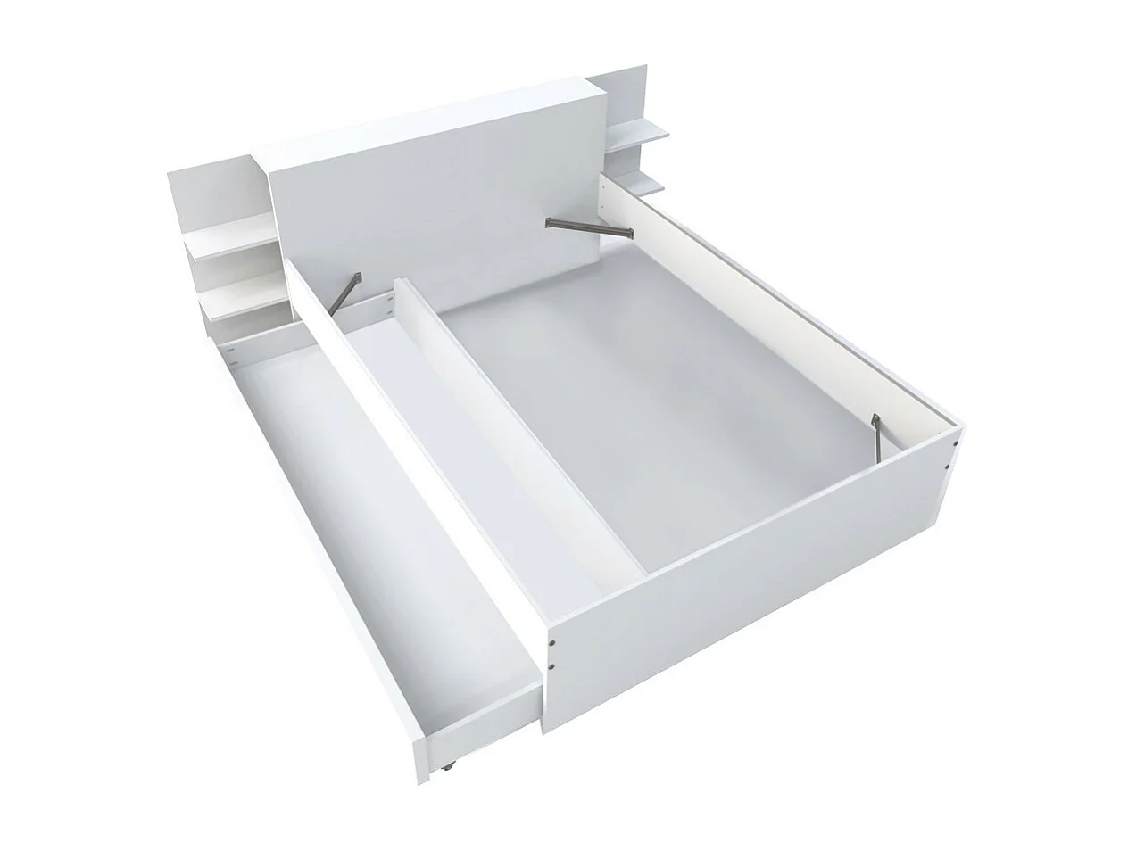 Lit 2 places 140x190cm Blanc CITA inclus sommier et tete de lit chevet et tiroir