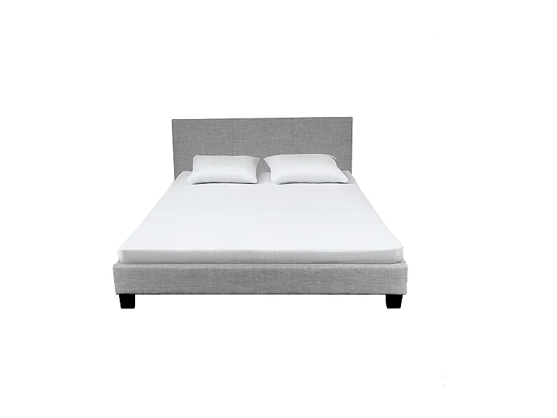 Lit 2 places 140x200cm Tissu Gris clair avec sommier DUSIN