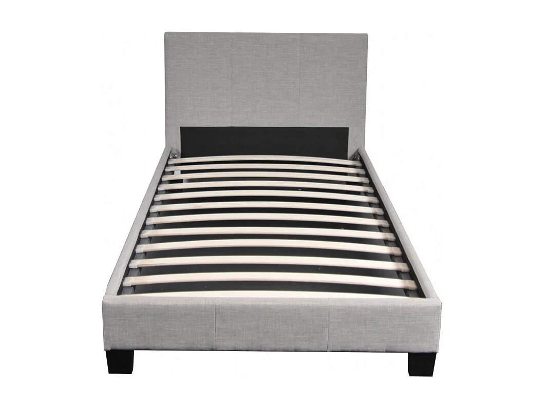 Lit 1 place 90x190cm Tissu Gris clair avec sommier DUSIN