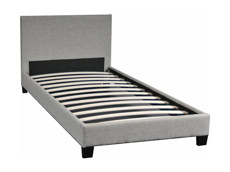 Lit 1 place 90x190cm Tissu Gris clair avec sommier DUSIN