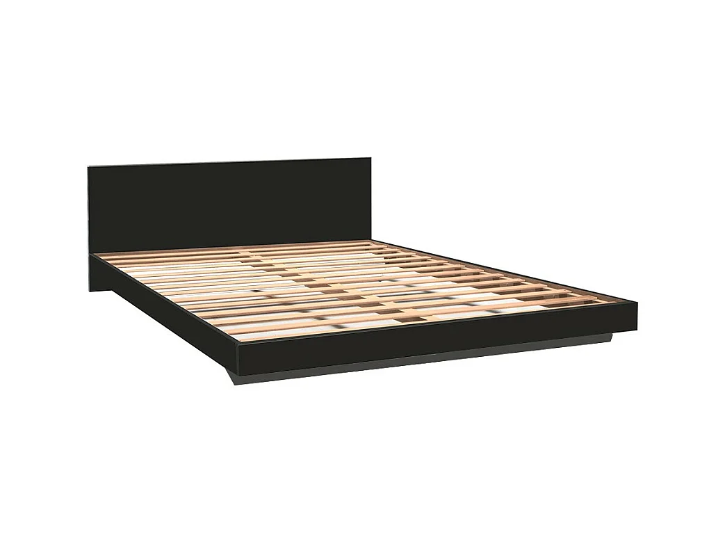 Lit 2 places 160x200cm Noir  LIFA inclus sommier et tête de lit