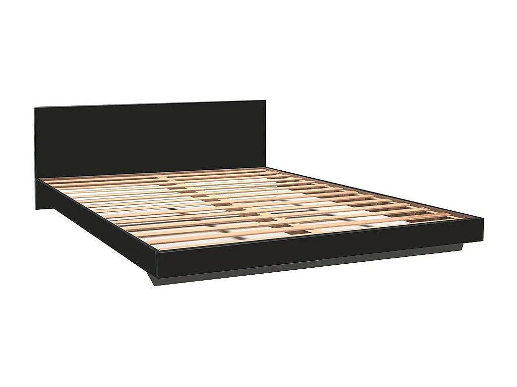 Lit 2 places 160x200cm Noir  LIFA inclus sommier et tête de lit