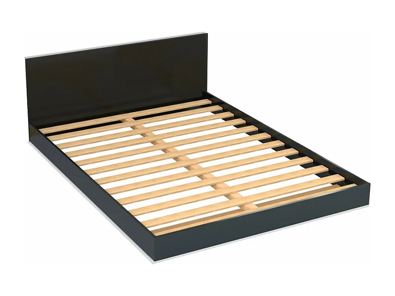 Lit 2 places 160x200cm Noir  LIFA inclus sommier et tête de lit