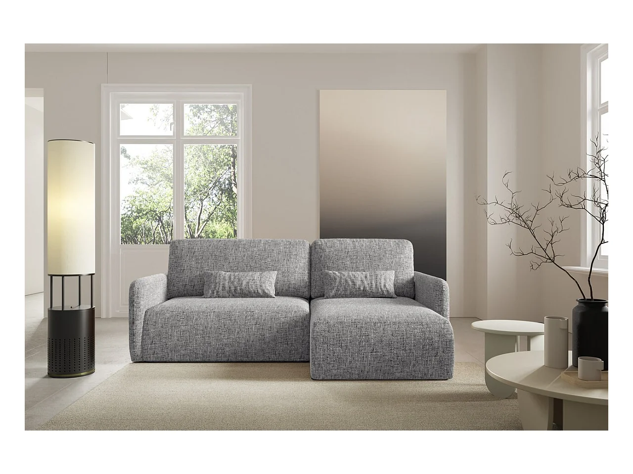 Hoekbankbed LIVELLO L Grijs