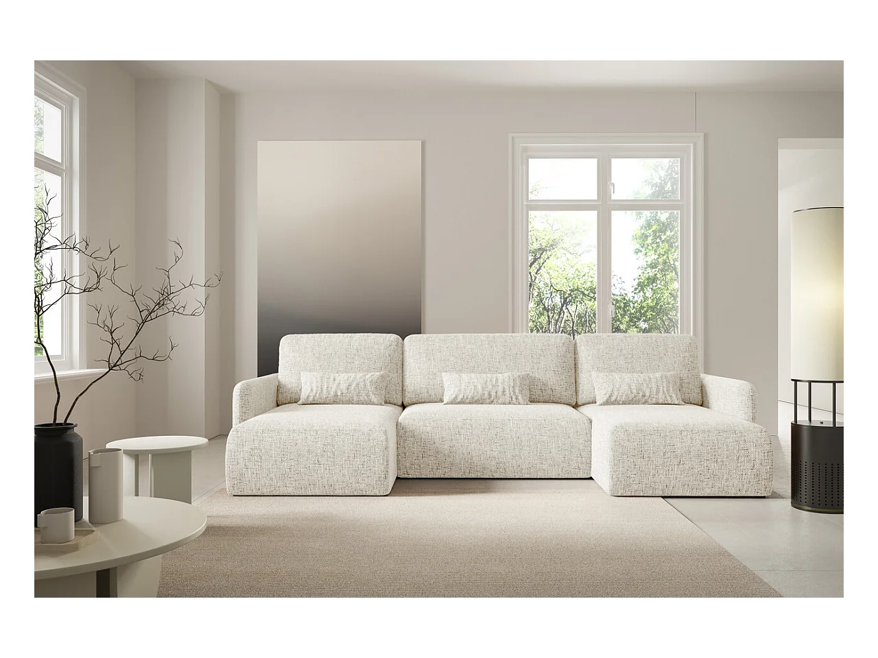 Hoekbankbed LIVELLO U Beige