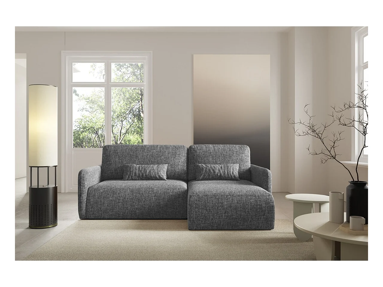 Hoekbankbed LIVELLO L Zwart