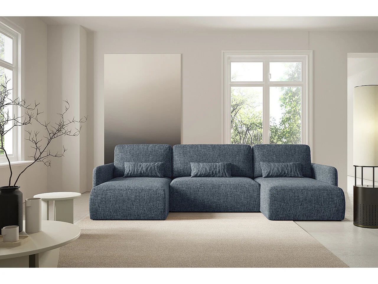 Canapé d'angle convertible LIVELLO U Gris anthracite