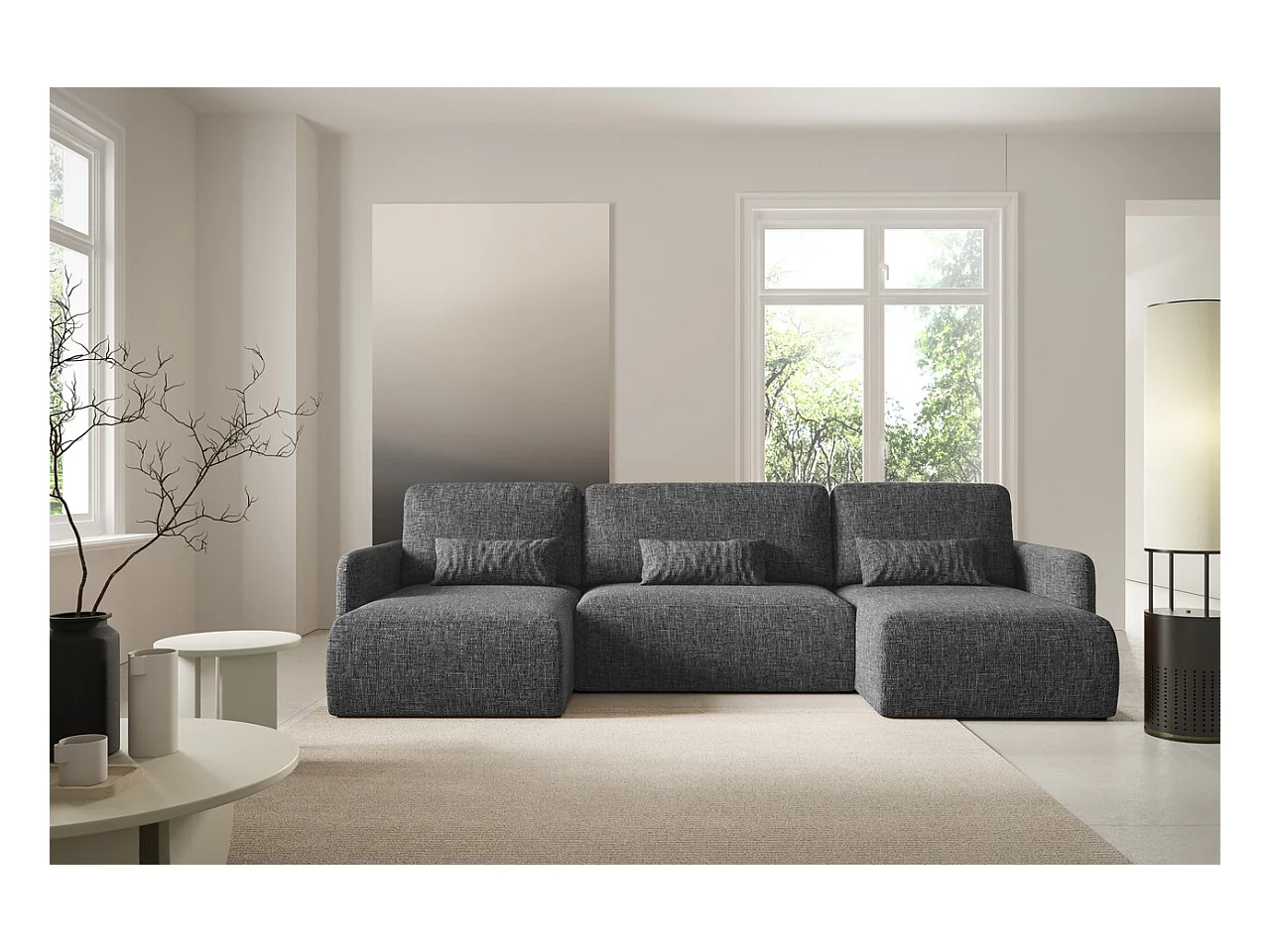 Hoekbankbed LIVELLO U Zwart