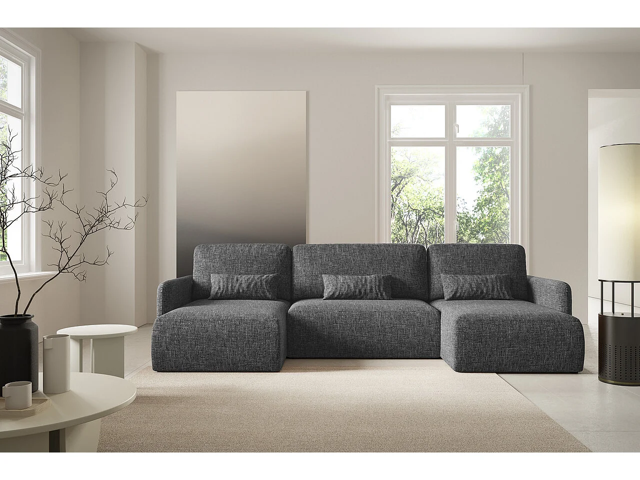 Canapé d'angle convertible LIVELLO U Noir