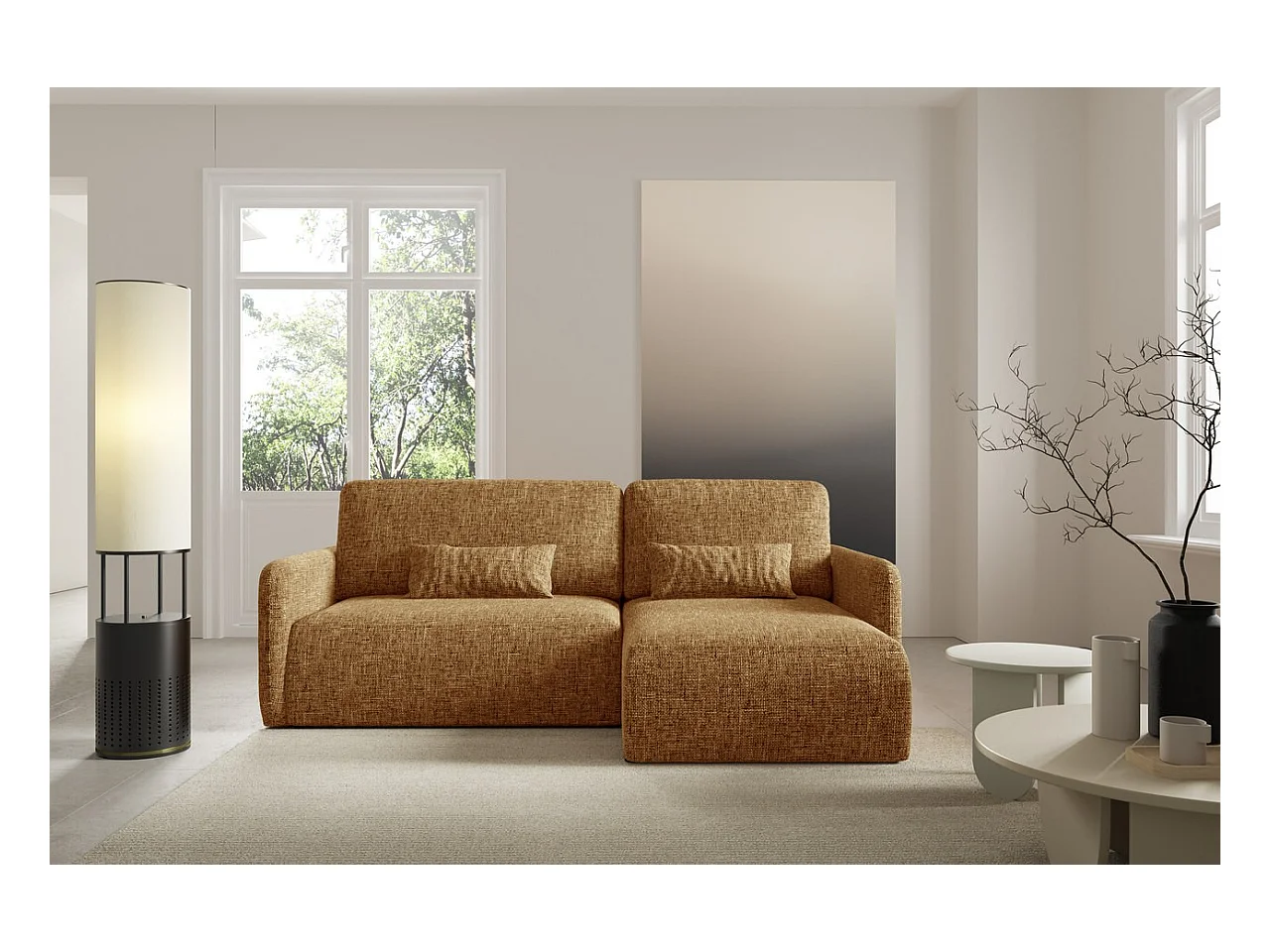 Hoekbankbed LIVELLO L Geel