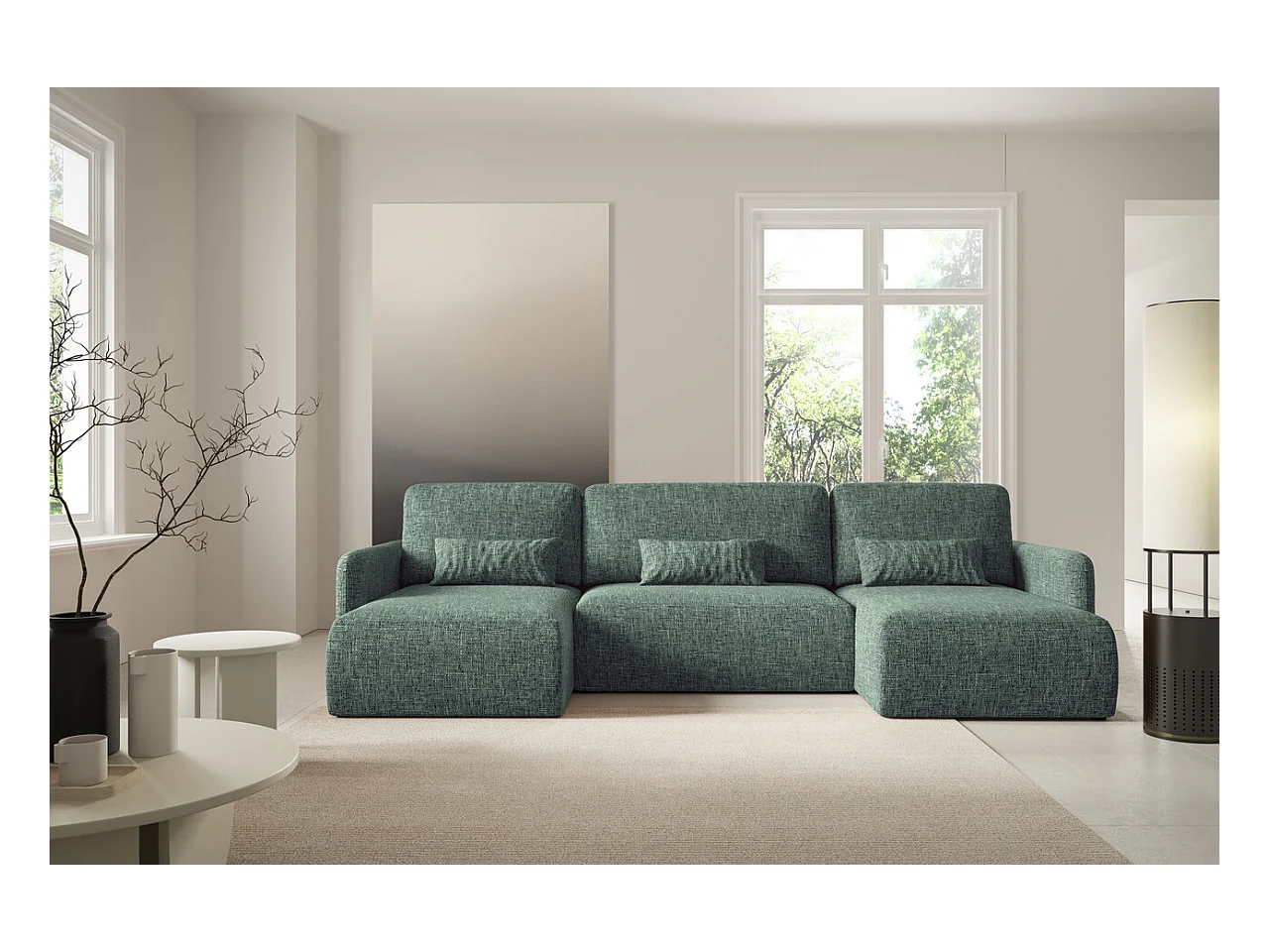 Hoekbankbed LIVELLO U Groen