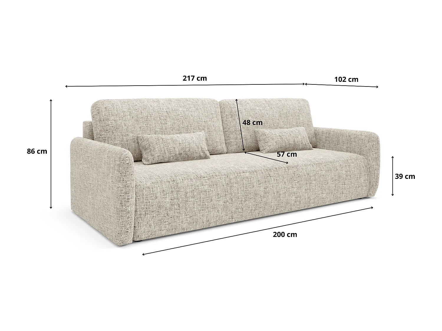 Schlafsofa mit bettkasten LIVELLO Beige