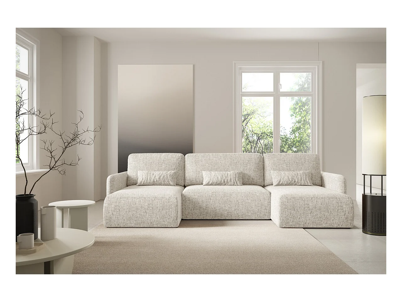 Ecksofa mit Schlaffunktion LIVELLO U Hellgrau