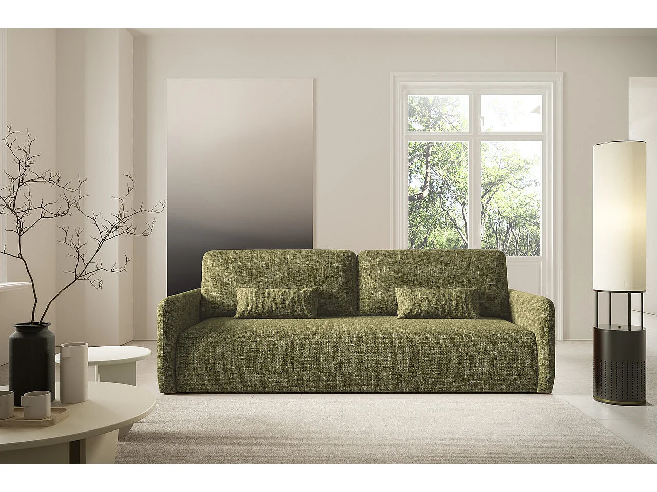 Schlafsofa mit bettkasten LIVELLO Olivgrün