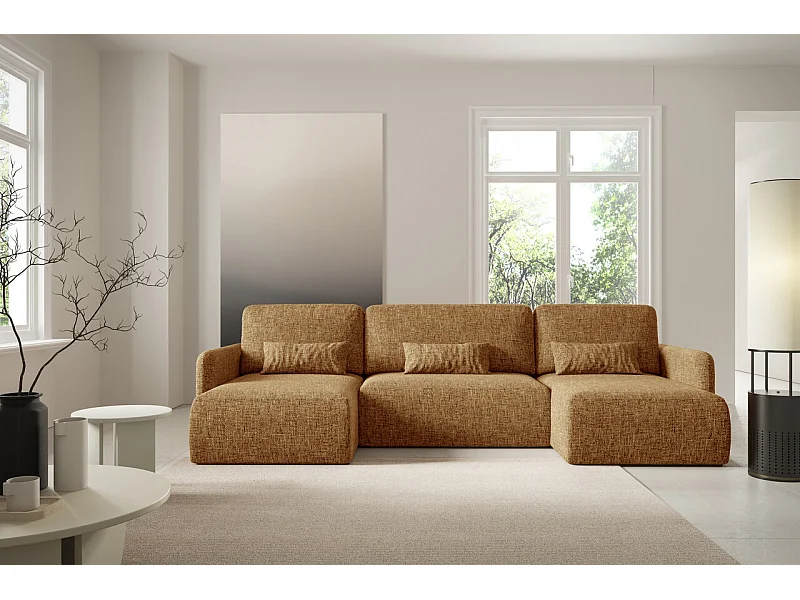 Hoekbankbed LIVELLO U Geel