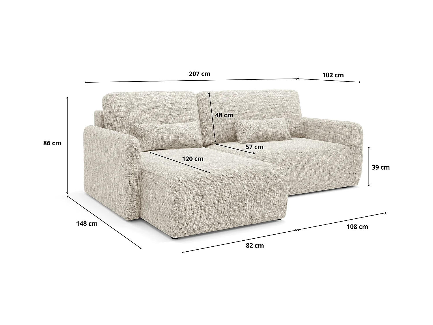 Ecksofa mit Schlaffunktion LIVELLO L Olivgrün