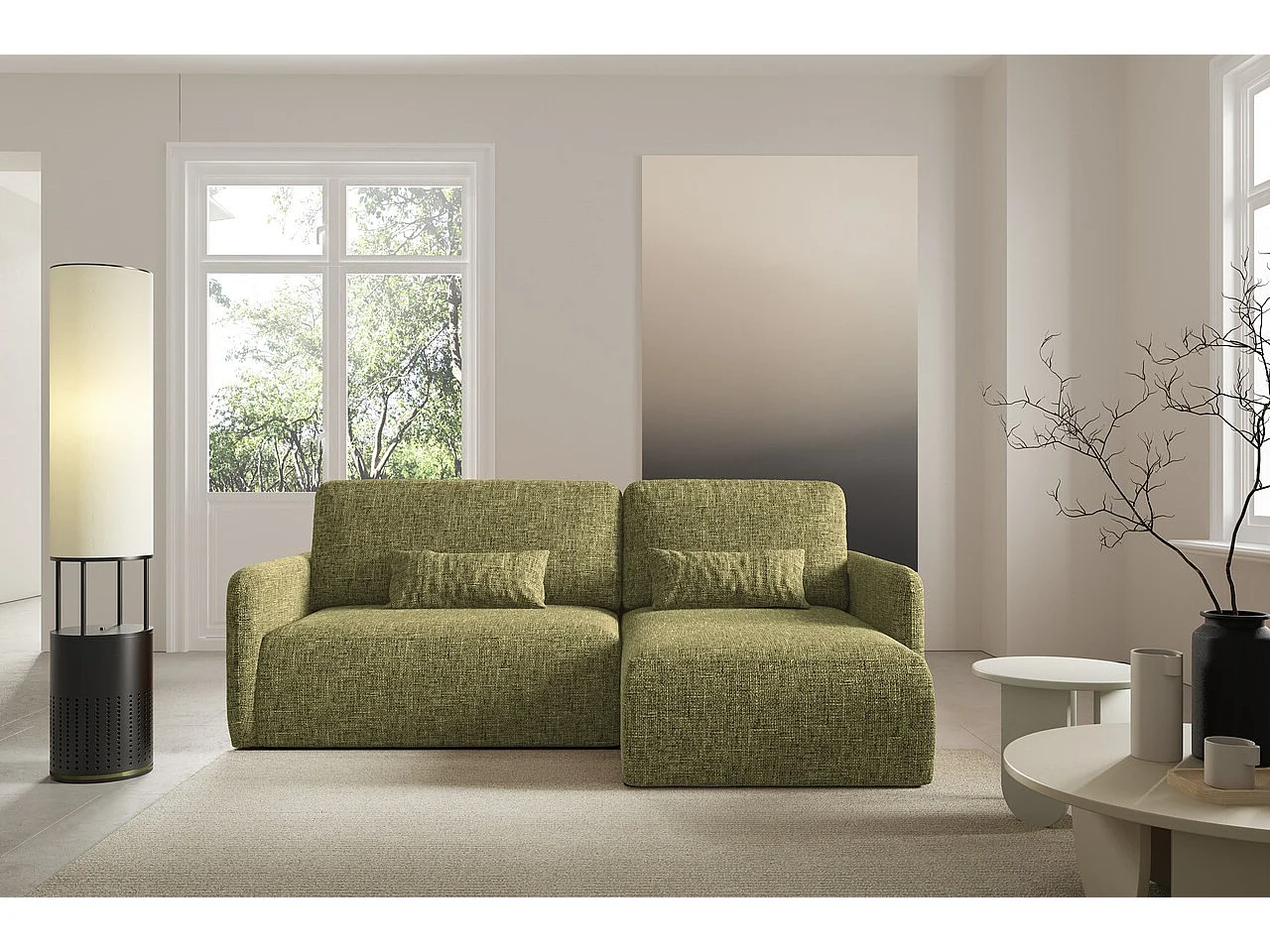 Canapé d'angle convertible LIVELLO L Vert olive