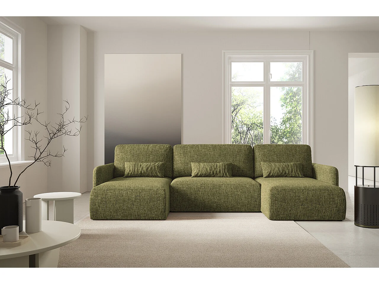 Ecksofa mit Schlaffunktion LIVELLO U Olivgrün