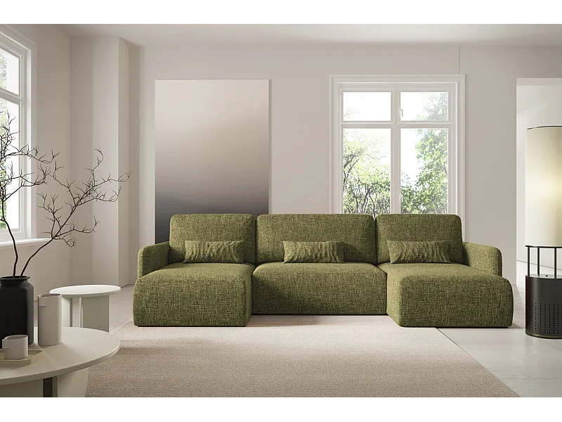Canapé d'angle convertible LIVELLO U Vert olive
