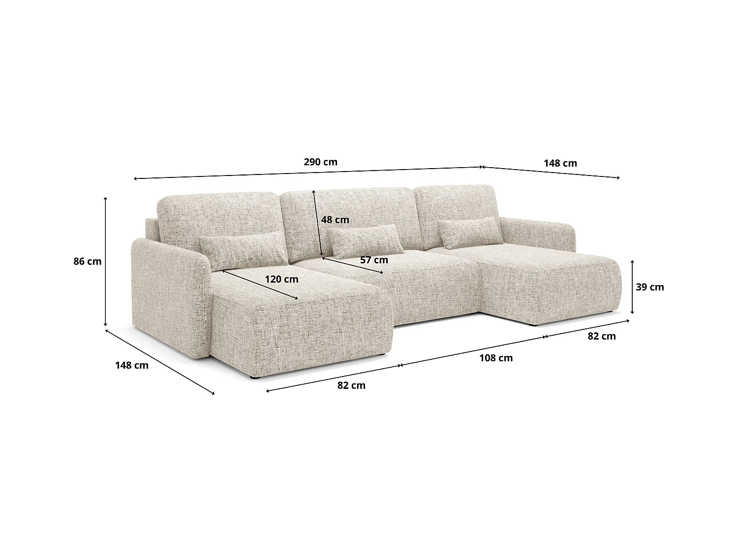 Ecksofa mit Schlaffunktion LIVELLO U Orange