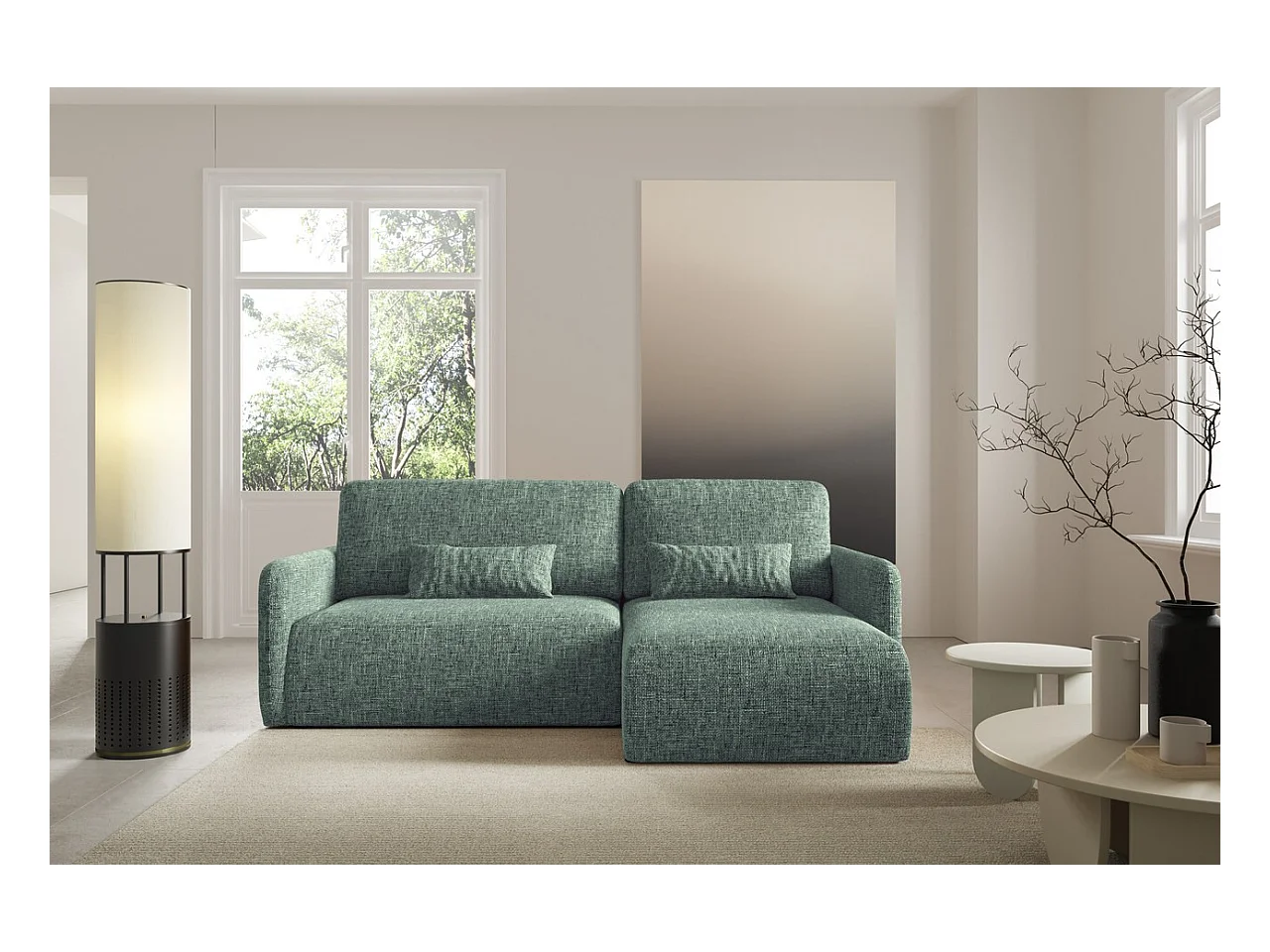 Hoekbankbed LIVELLO L Groen