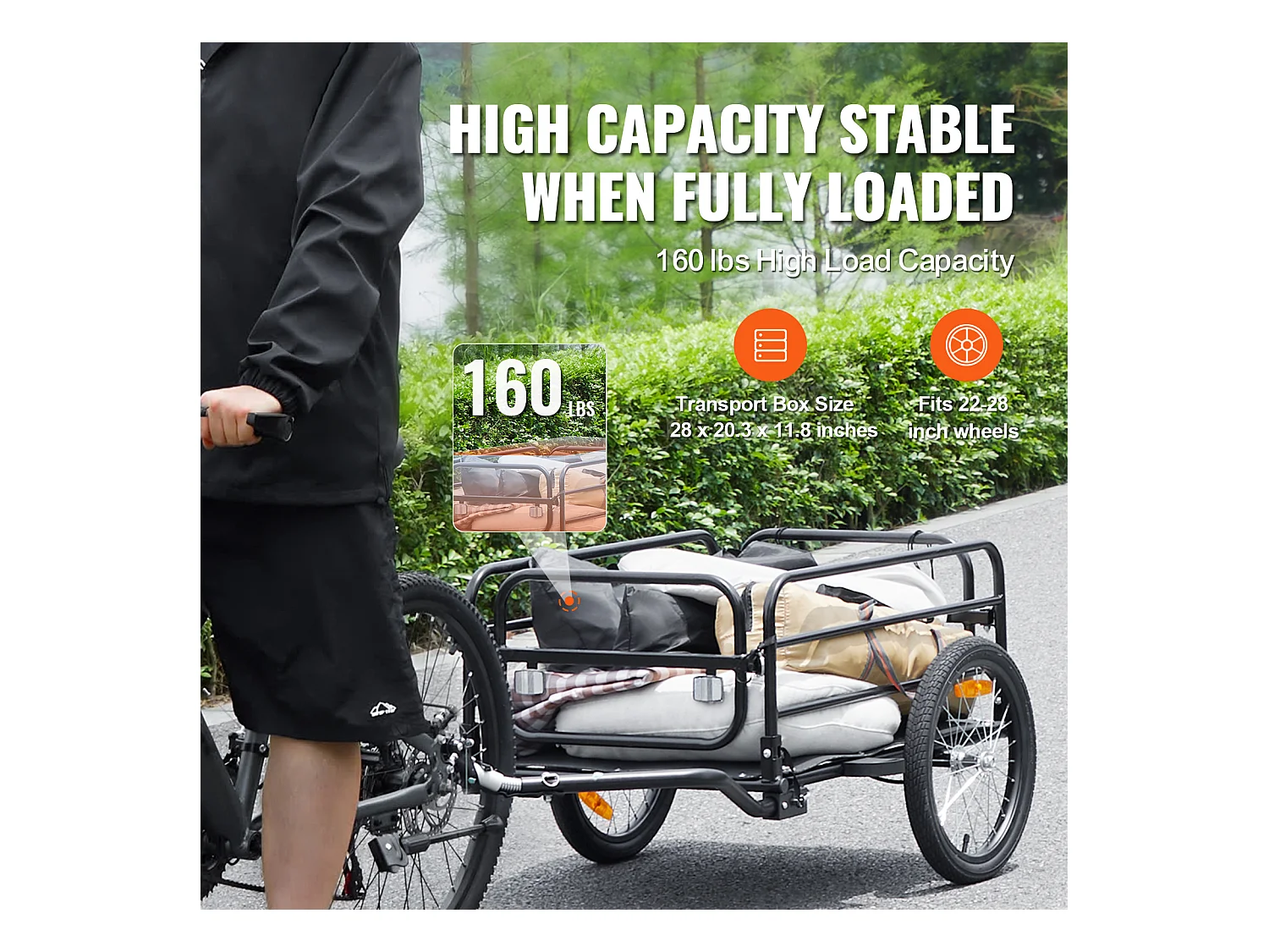 Remorque à Colis pour Vélo SucceBuy – Capacité de 160 lb, Chariot de Rangement en Acier au Carbone
