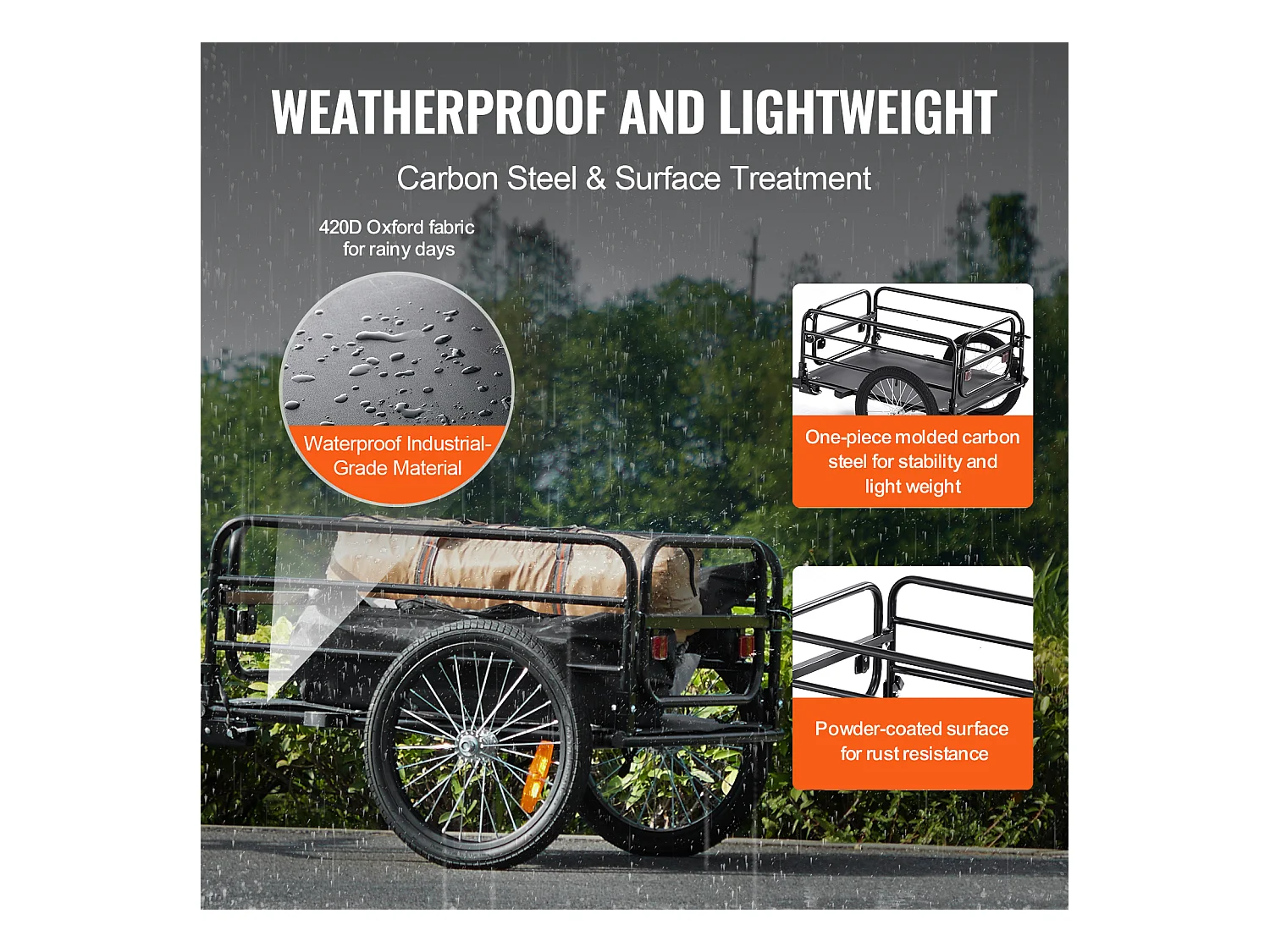 Remorque à Colis pour Vélo SucceBuy – Capacité de 160 lb, Chariot de Rangement en Acier au Carbone