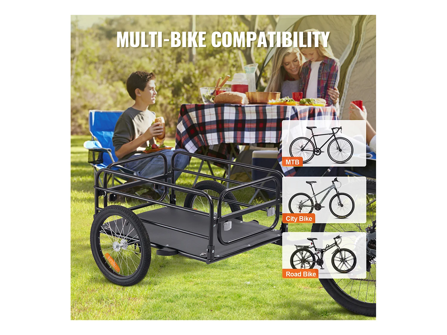 Remorque à Colis pour Vélo SucceBuy – Capacité de 160 lb, Chariot de Rangement en Acier au Carbone
