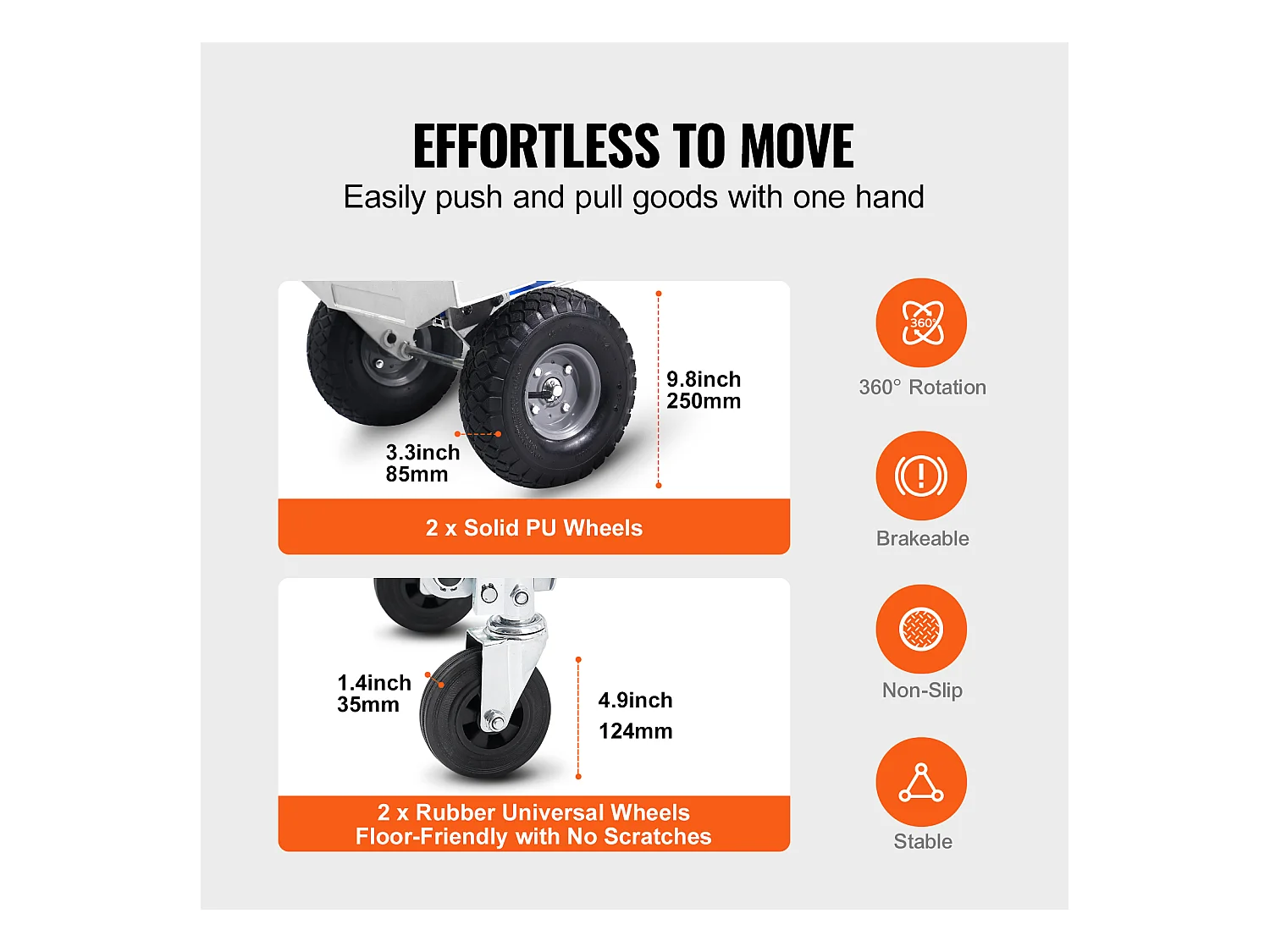 Carrinho de mão em Alumínio SucceBuy, Carrinho Dobrável 2 em 1, Capacidade de Carga de 800 lb