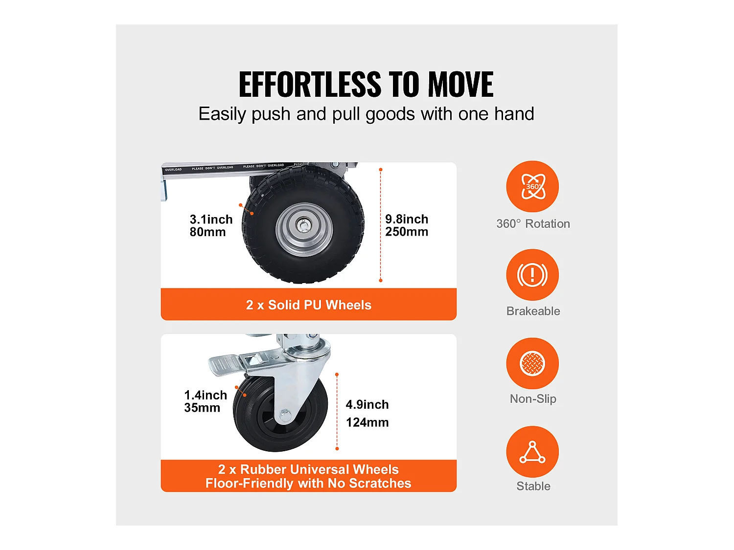 Diable en Aluminium SucceBuy, 2 en 1, Capacité de 1 000 Lb, Chariot Pliable, Robuste