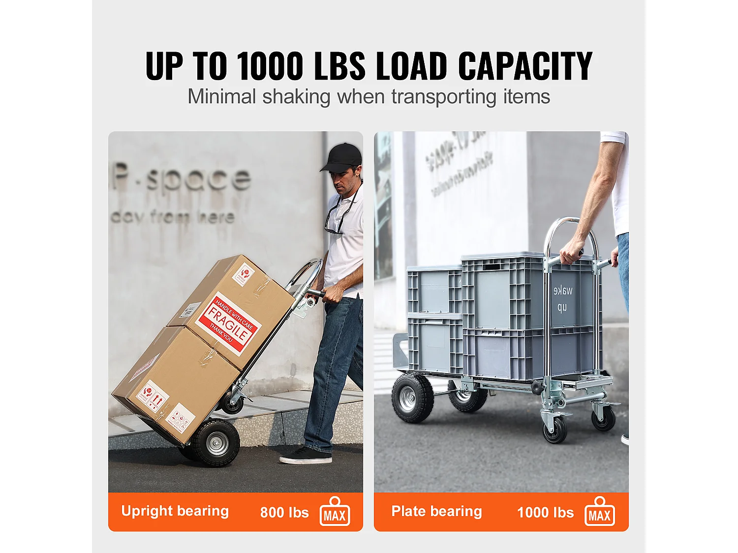 Diable en Aluminium SucceBuy, 2 en 1, Capacité de 1 000 Lb, Chariot Pliable, Robuste