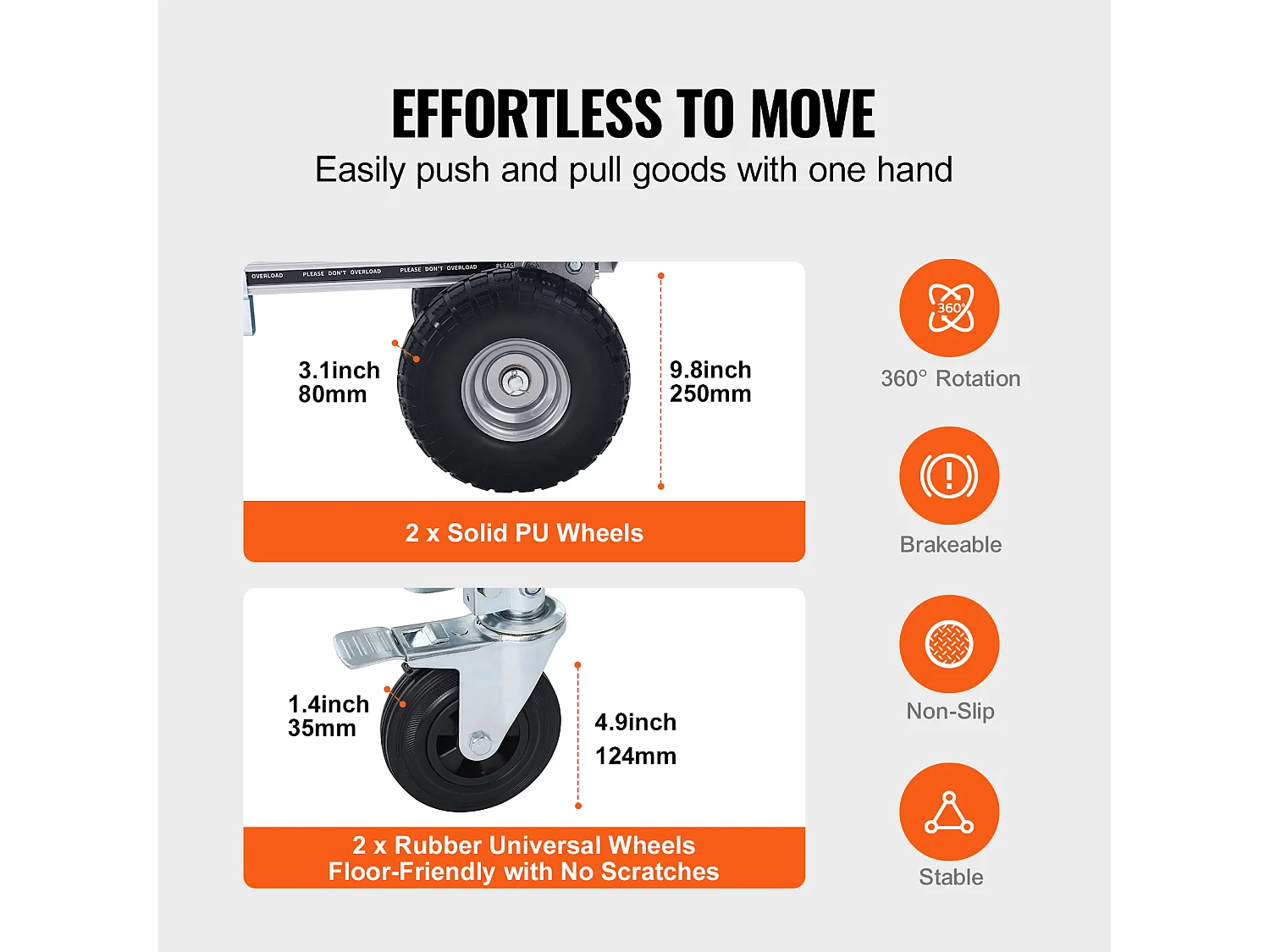 Diable en Aluminium SucceBuy, 2 en 1, Capacité de 1 000 Lb, Chariot Pliable, Robuste